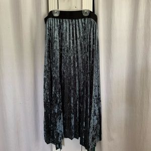 Pleated Crushed Velvet Midi Skirt
